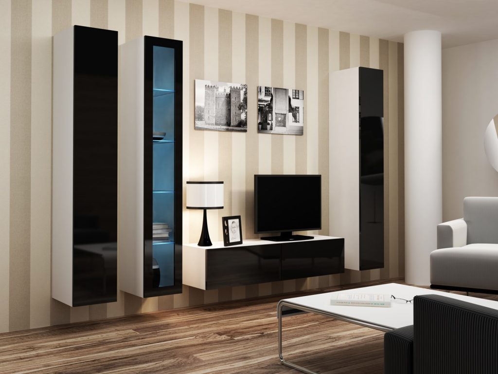 Cama TV stand VIGO 140 30/140/40 white/black gloss