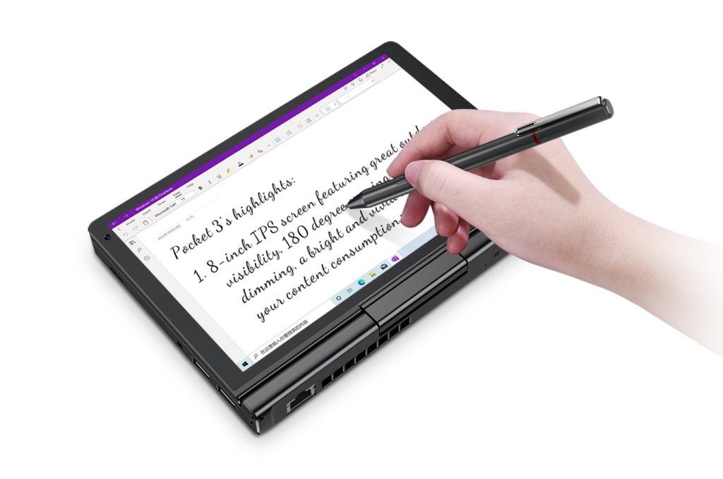 GPD Pocket 3K1 laptop i3-1125G4/8" WUXGA (1920x1200) Touchscreen IPS/x360/LAN/16GB/SSD 512GB/BT/BLKB/FPR/x360/Win 11 Graphite